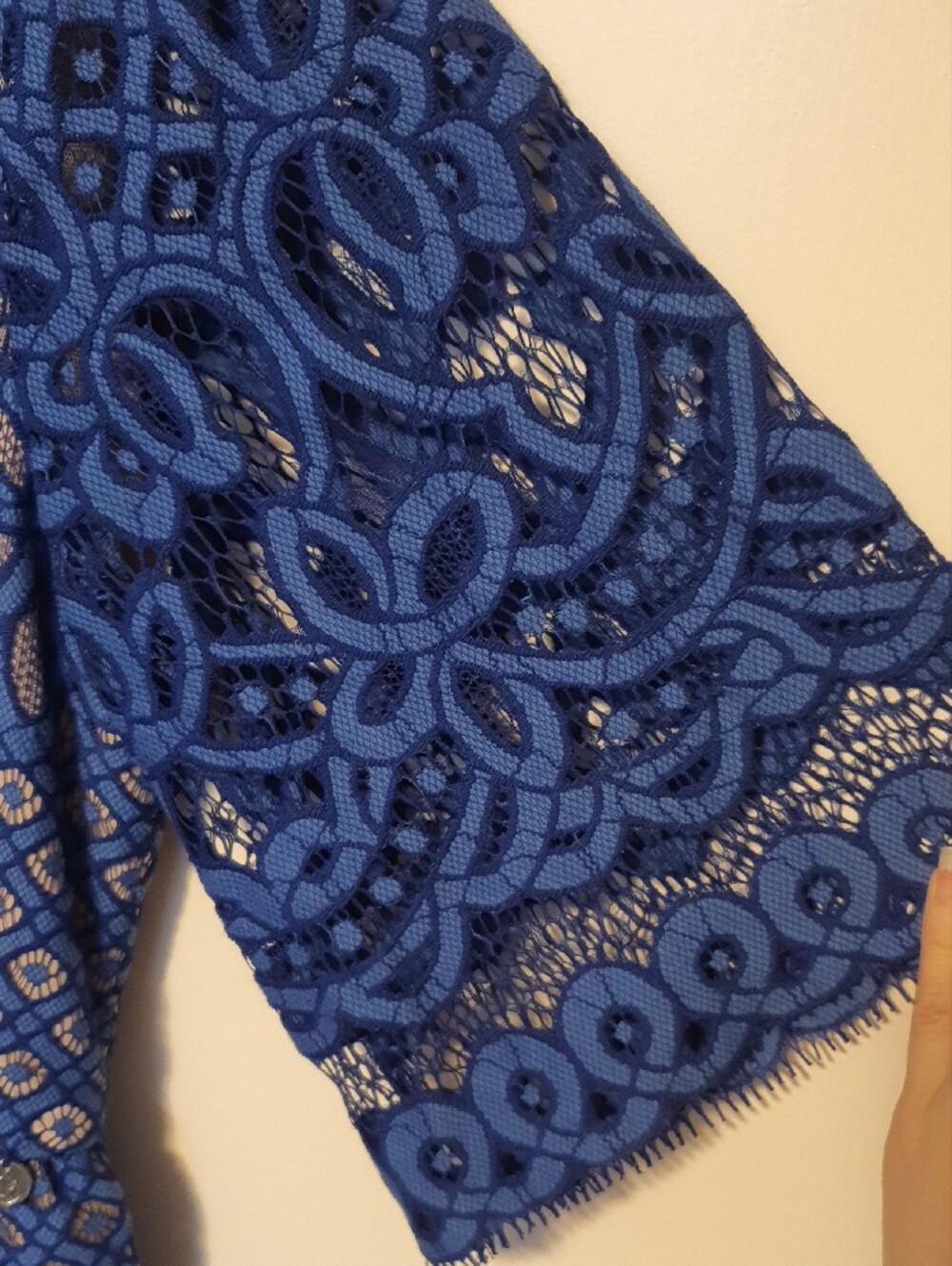 Relish Brand Blue Lace Overlay Women's Dress Size M View 4
